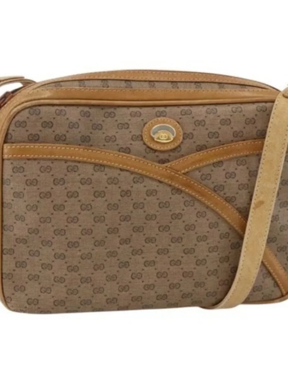 GUCCI Micro GG Supreme Shoulder Bag PVC Beige Gold 001 261 1096 Auth BA11772